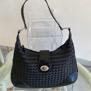 Coldwater Creek Black Braided Weaved Shoulder Bag